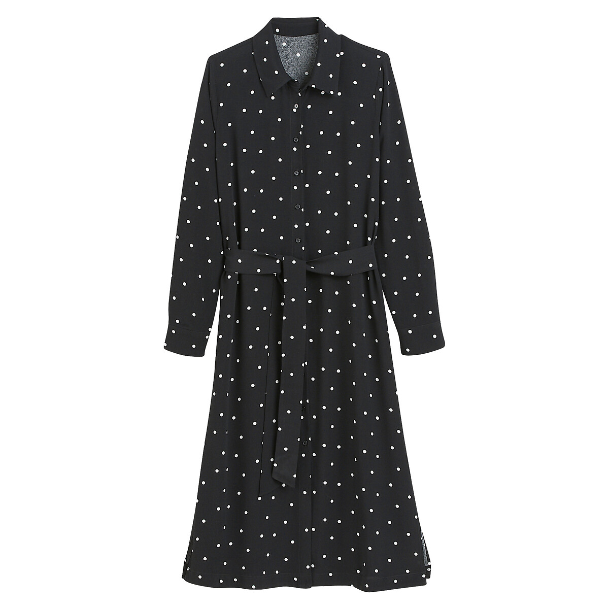 Robe-chemise à pois, longueur midi