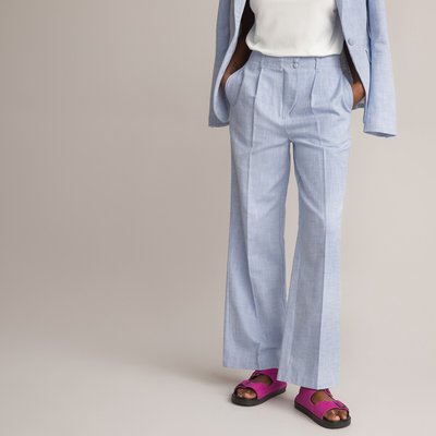 Cotton Pleat Front Trousers with Wide Leg, 30.5" LA REDOUTE COLLECTIONS