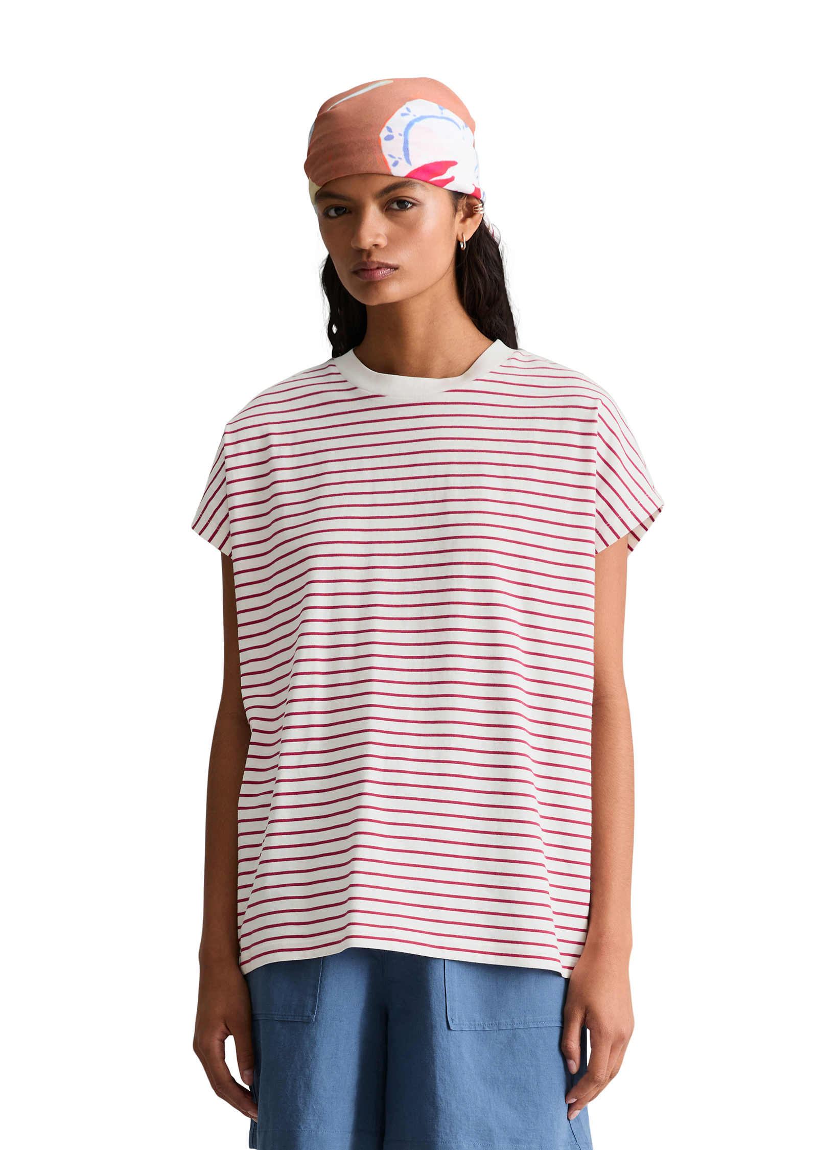 T-shirt à rayures relaxed en jersey simple de coton, MARC O’POLO DENIM