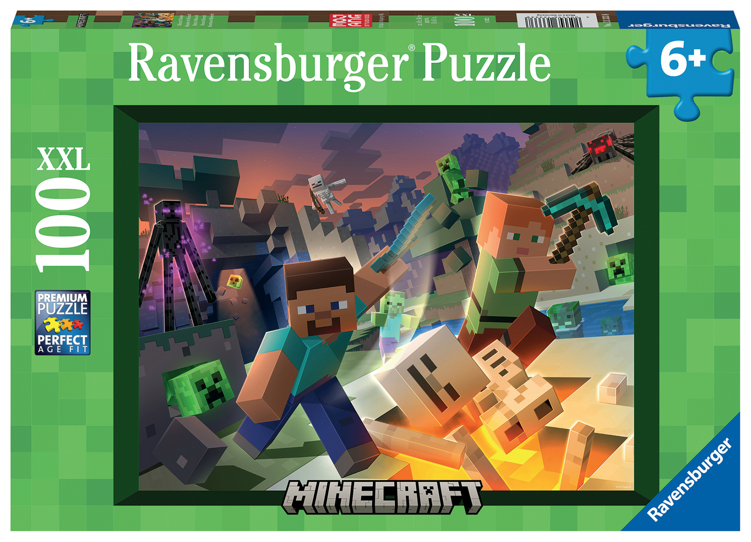 Puzzle 100 pièces XXL - Monstres de Minecraft, RAVENSBURGER
