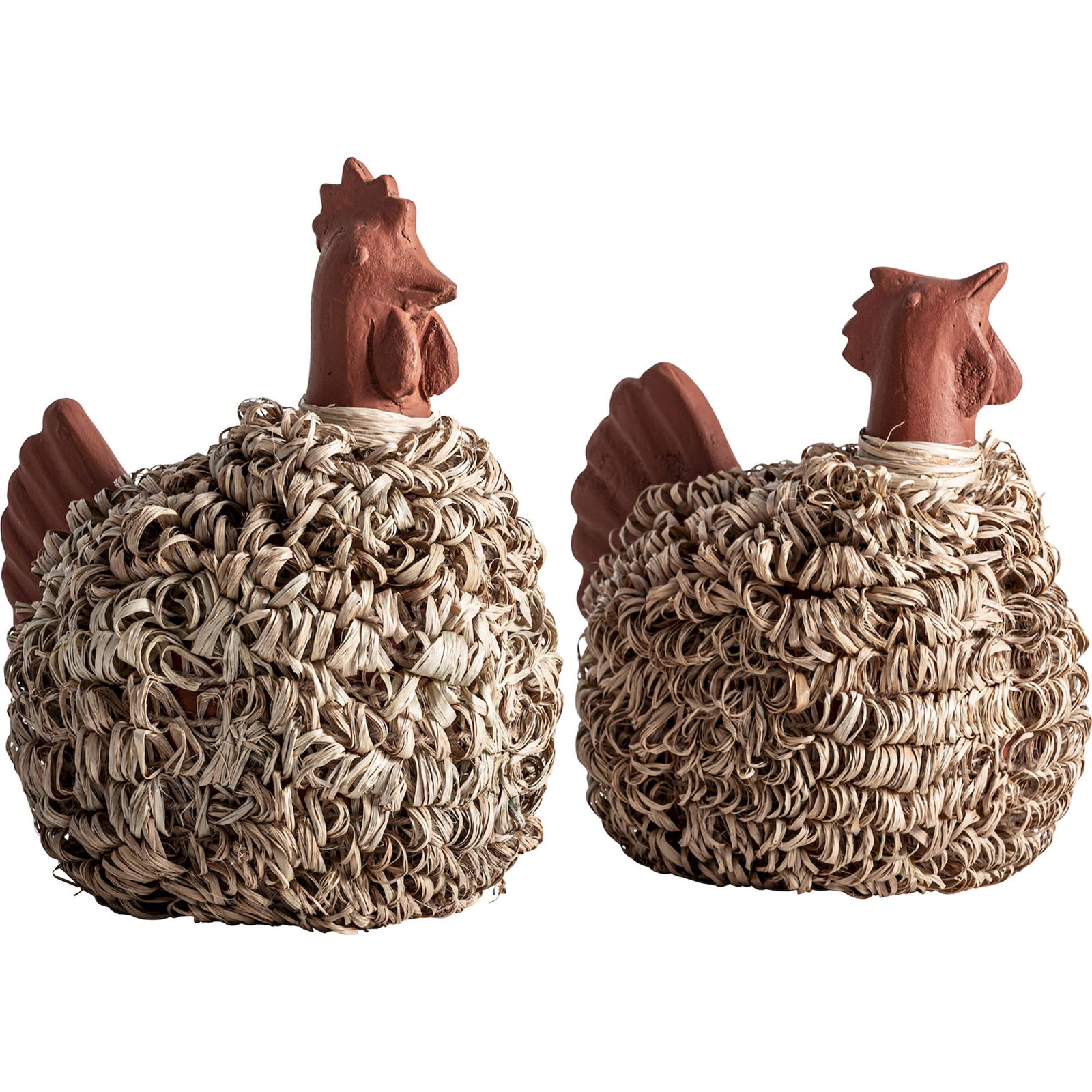Duo de figurines en terre cuite et raphia, RECOLLECTION