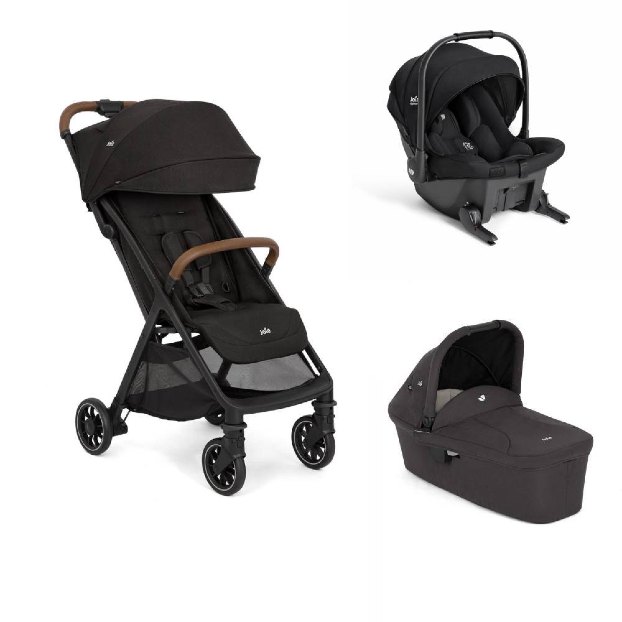 Poussette trio Pact Pro Shale + siège auto Sprint Eclipse + nacelle Ramble Shale, JOIE