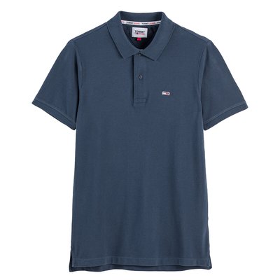 Placket Polo Shirt with Embroidered Logo in Cotton Pique and Slim Fit TOMMY JEANS