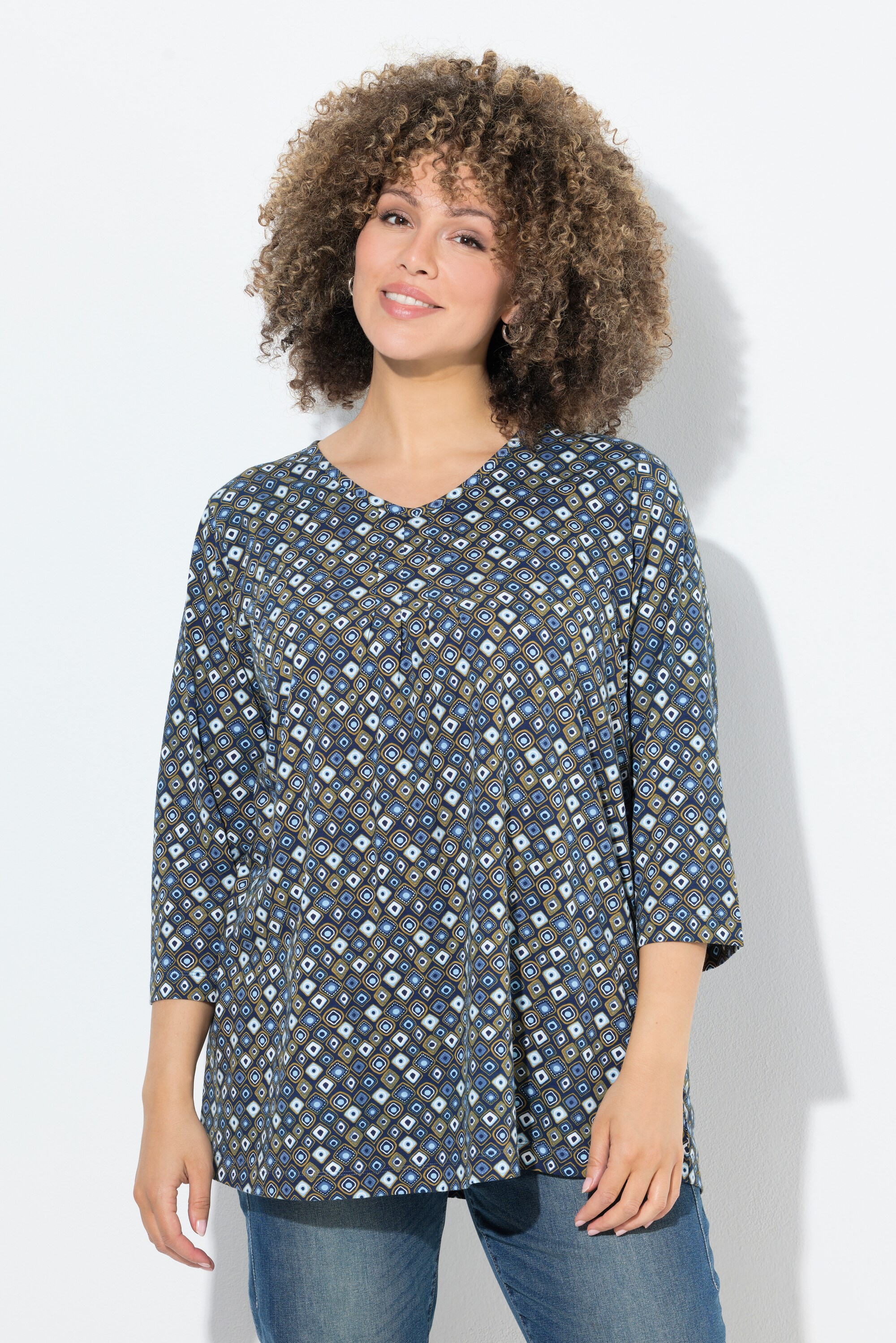 T-shirt à col en V et manches 3/4, ULLA POPKEN