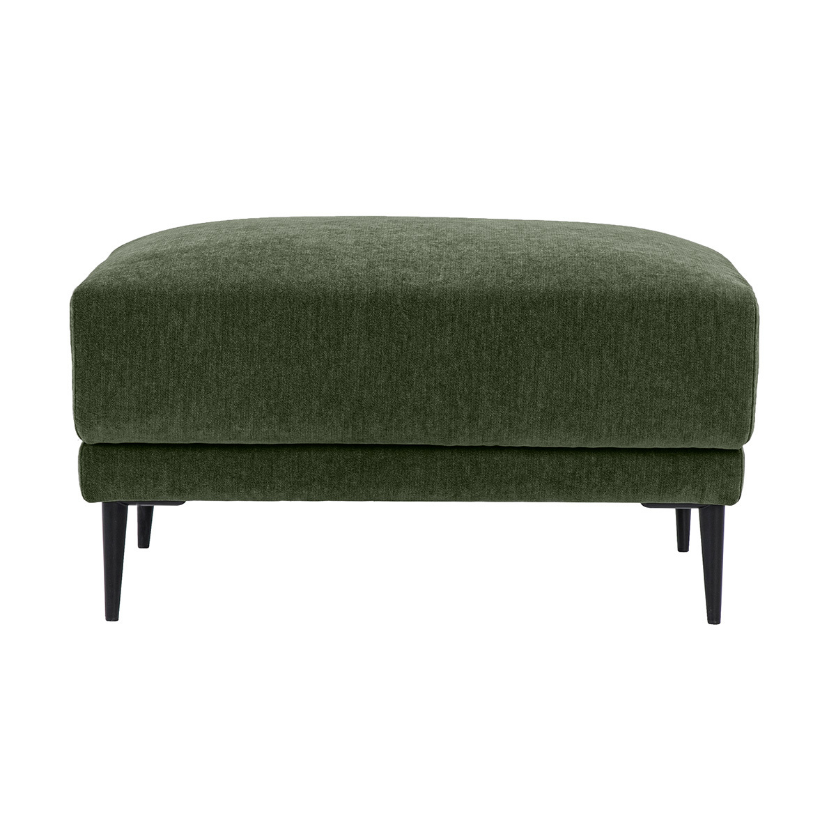 Pouf repose pieds en tissu effet velours taupe et métal noir JERRY, MILIBOO