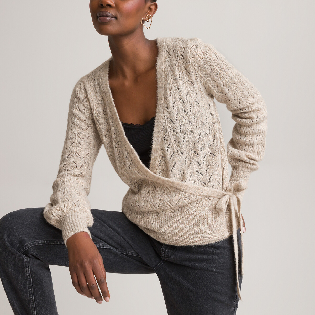 Beige knit cardigan | La Redoute
