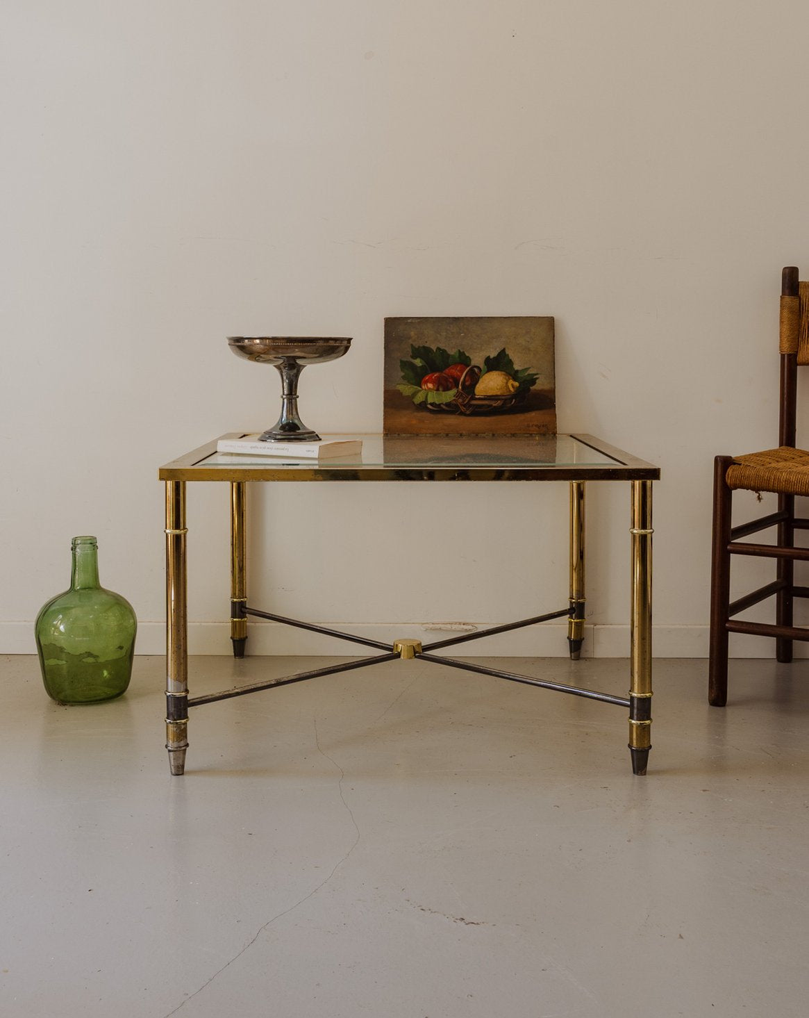Table basse en métal et verre fumé Donna N°913 - Bon état, DEBONGOUT