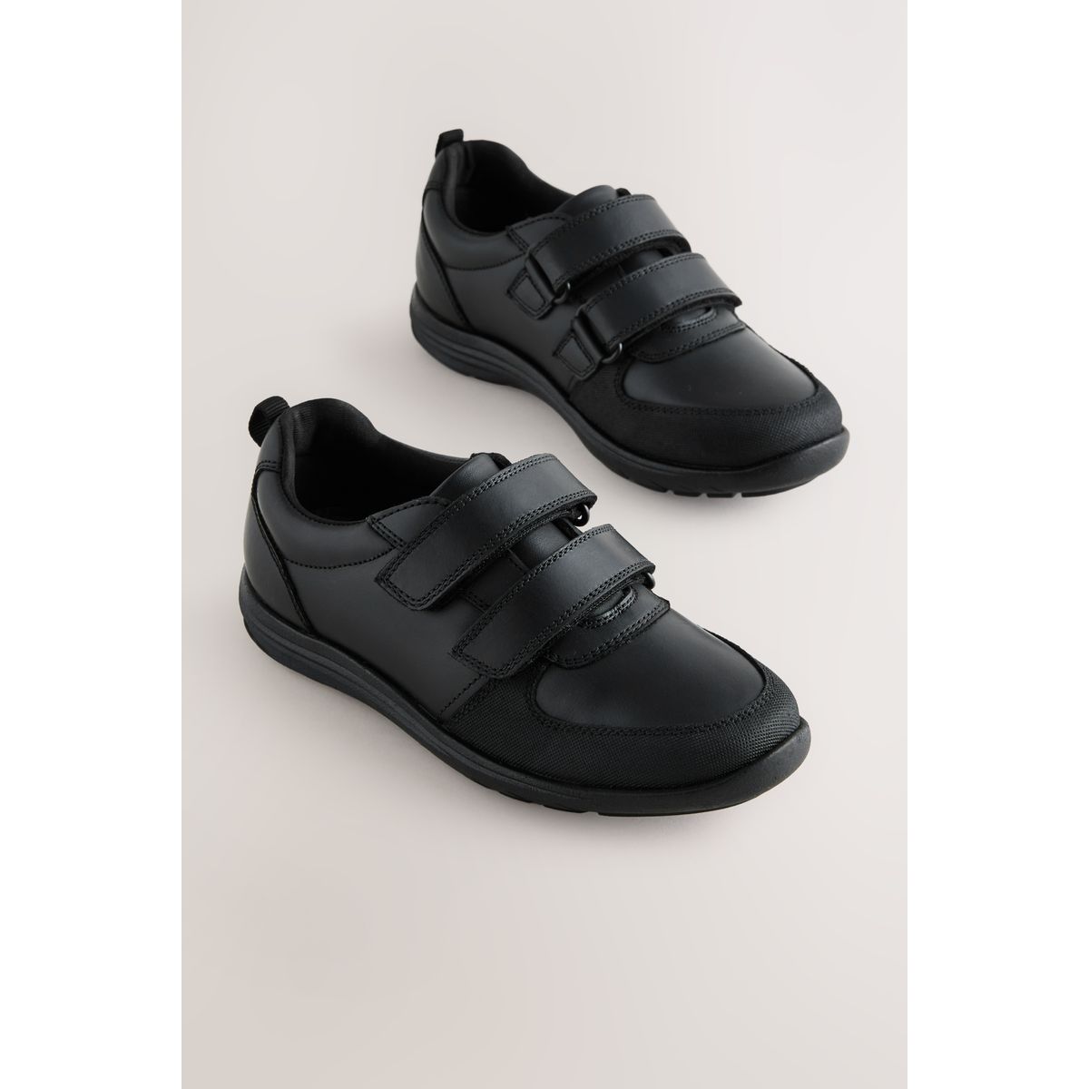 Chaussures d'école en cuir à 2 brides scratch, NEXT