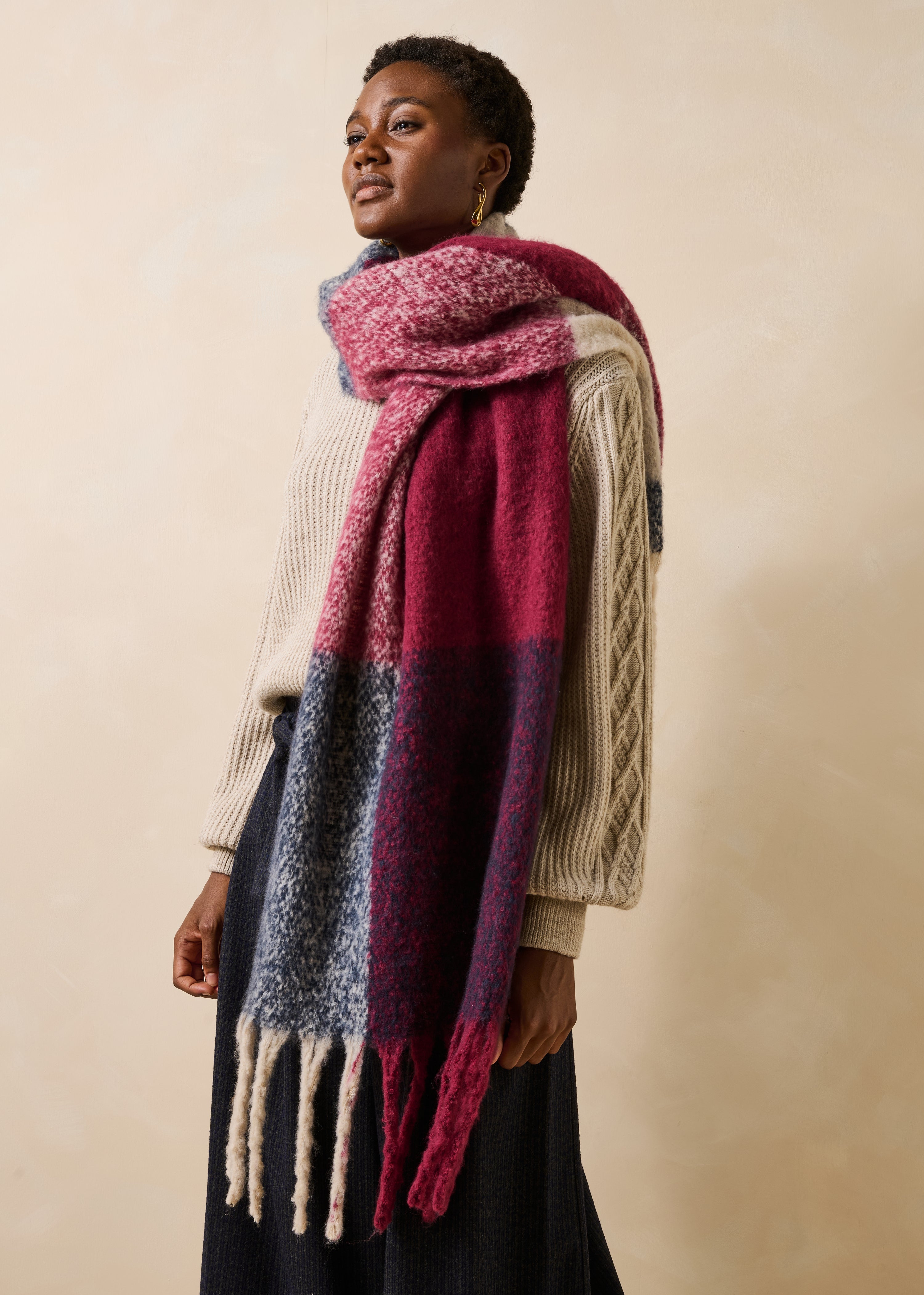 Écharpe à carreaux multicolores, LA FEE MARABOUTEE