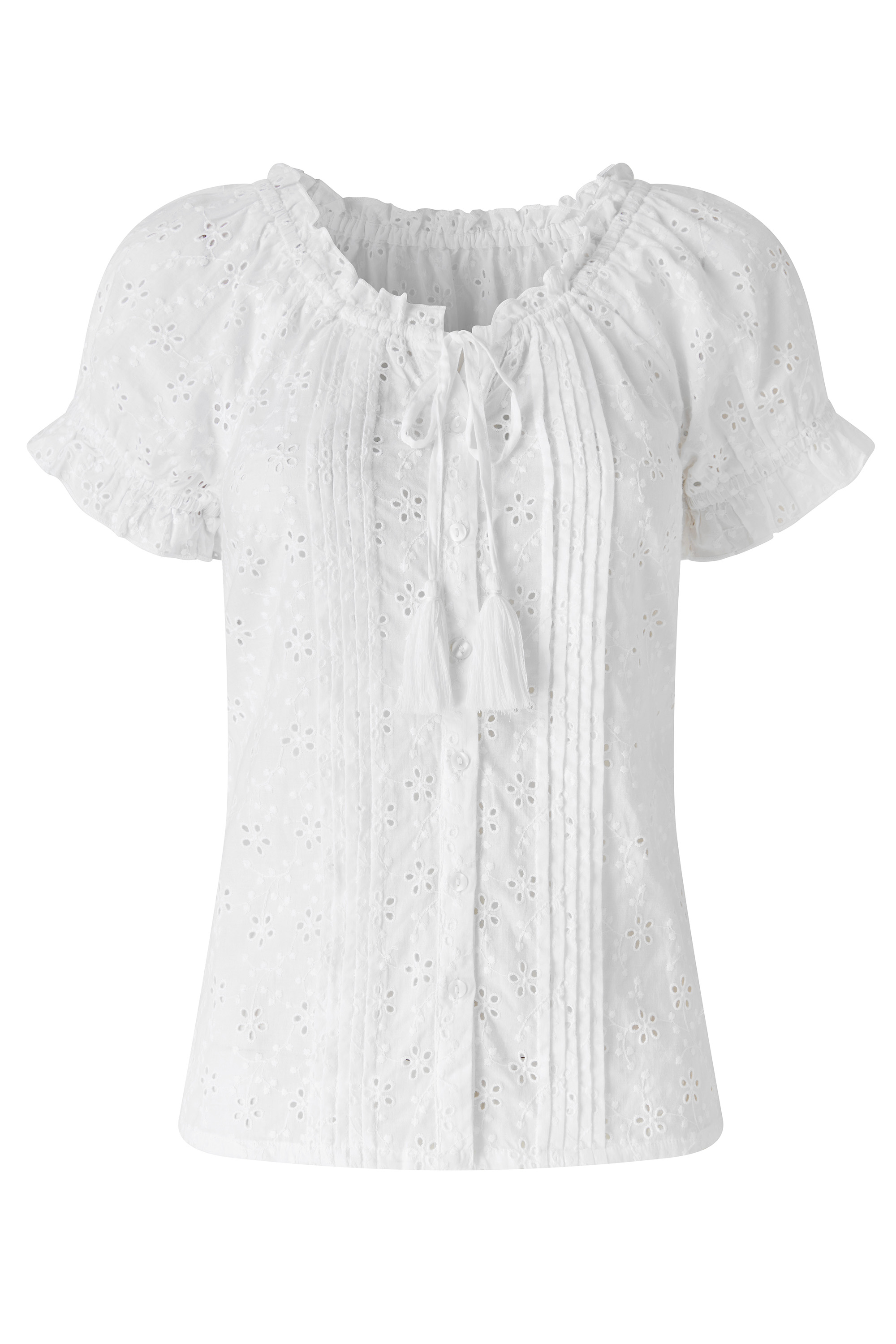 Blouse brodée à boutons et pompons, JOE BROWNS