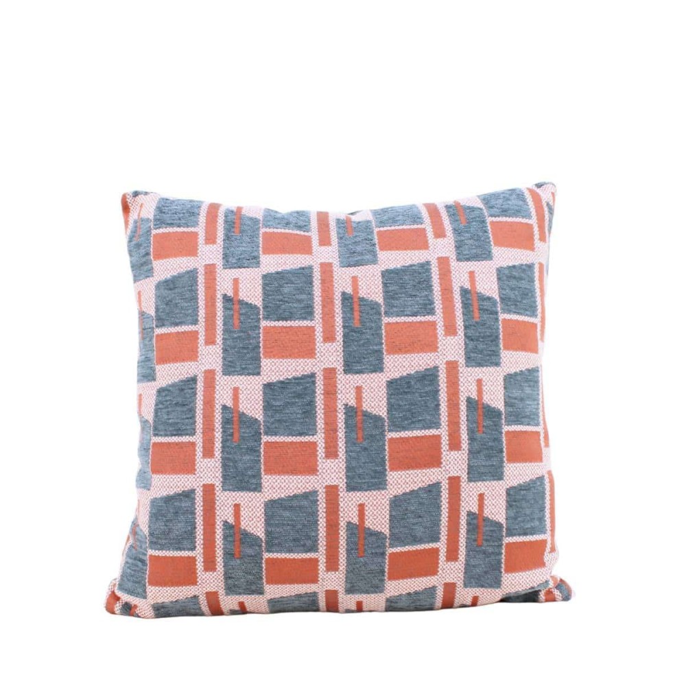 Coussin en velours jacquard motifs géométriques 40x40cm, ORNAMI