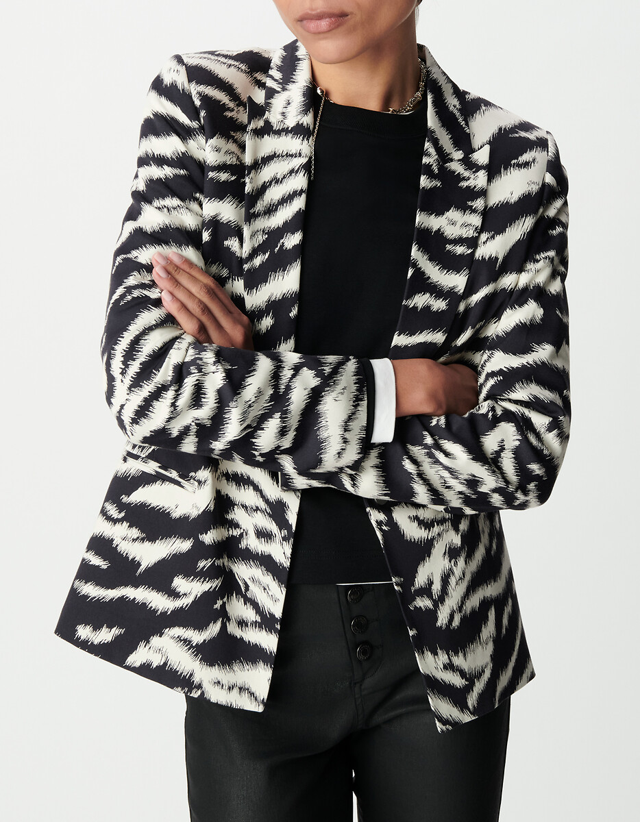 Blazer coupe droite animalier, IKKS