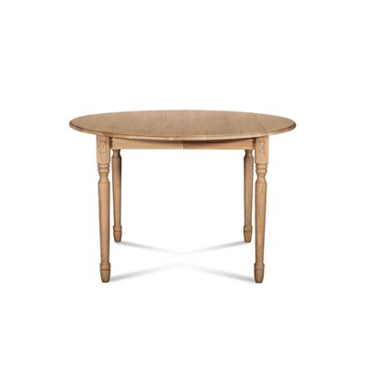 Table extensible ronde bois D105 cm + 1 allonge et Pieds tournés - VICTORIA HELLIN, DEPUIS 1862