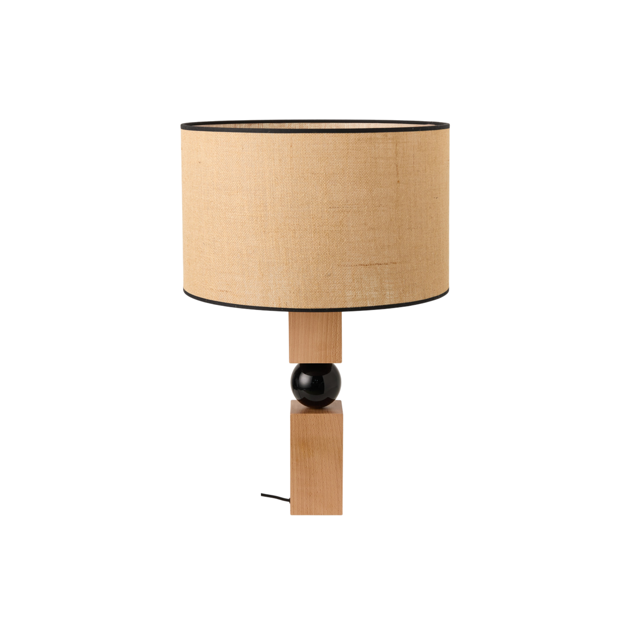 Lampe à poser en bois et abat jour jute - ROMY, CAMIF