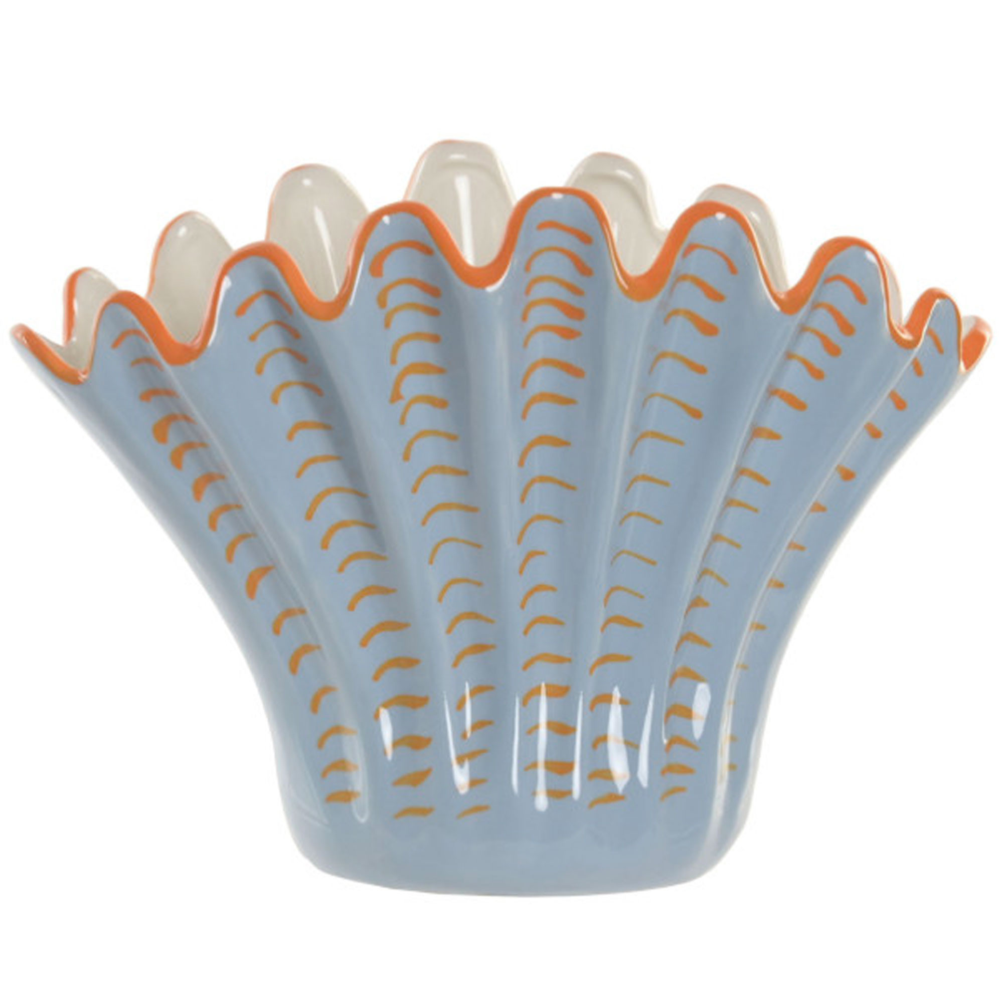 Vase coquillage en céramique bleu et orange 28.5x13.5x20.5cm, WADIGA