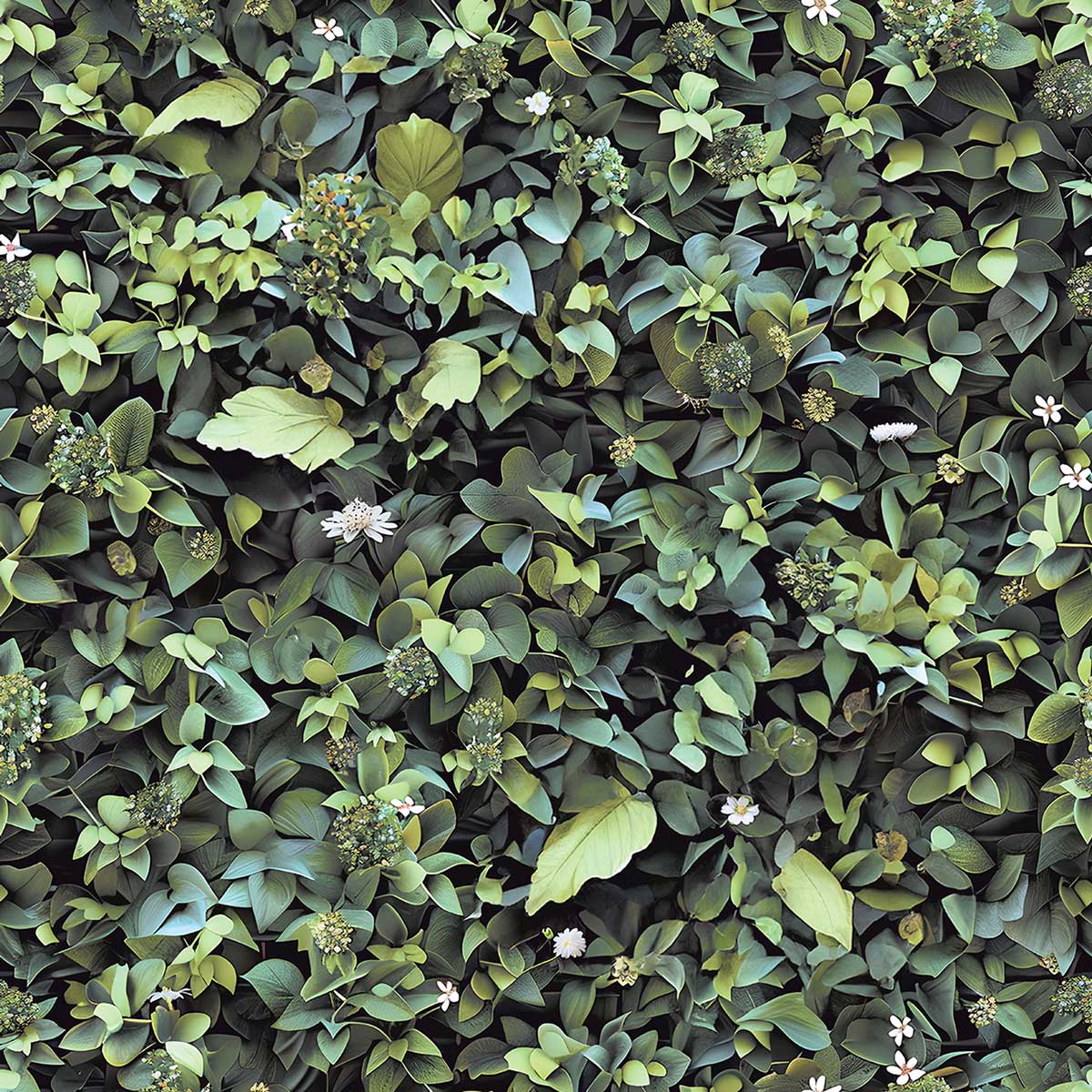 Papier peint mur végétal feuillage vert luxuriant, HEXOA