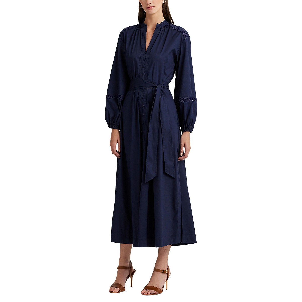 Image of Carelle Maxi Dress in Cotton Mix with Long Sleeves