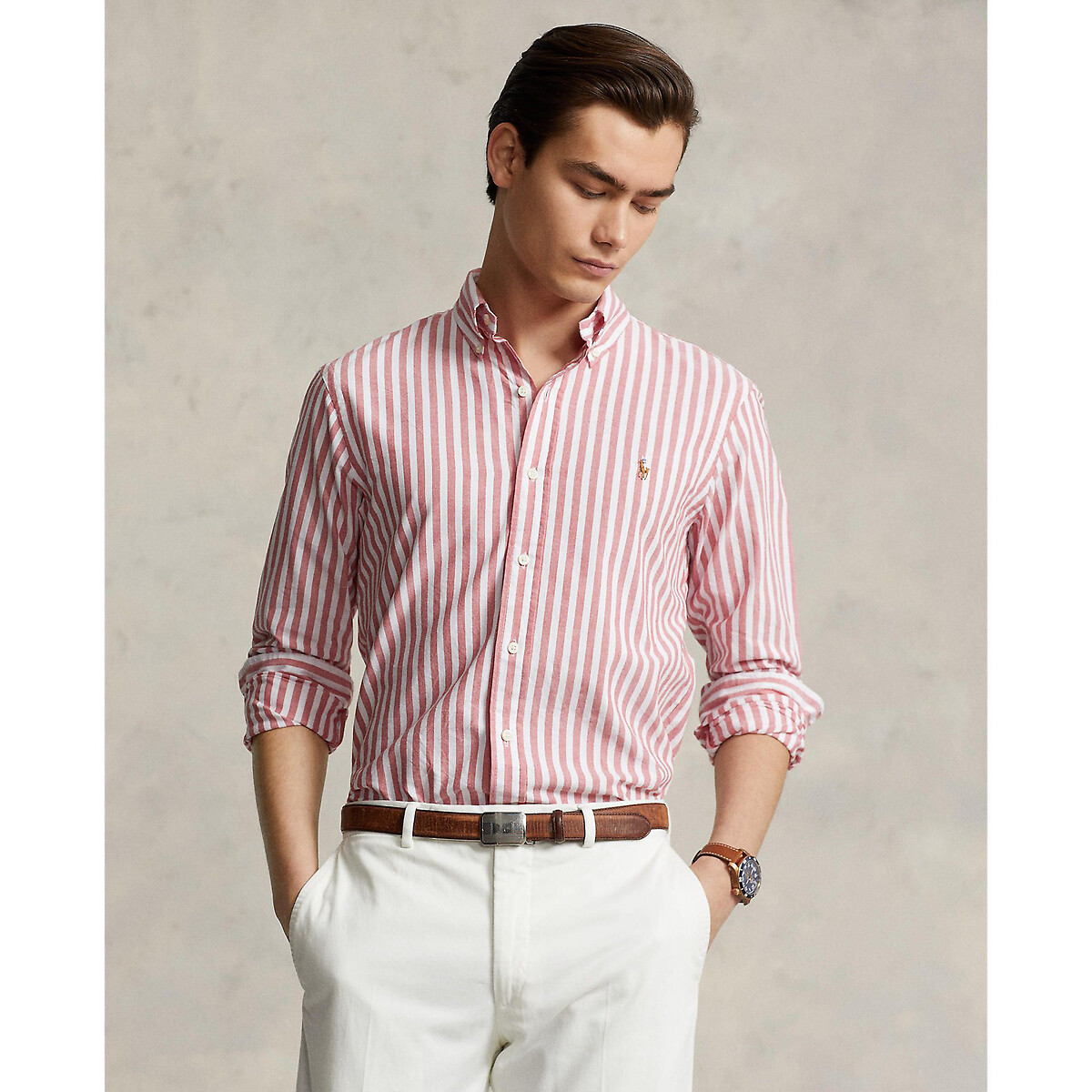 Image of Oxford Cotton Shirt in Slim Fit with Long Sleeves