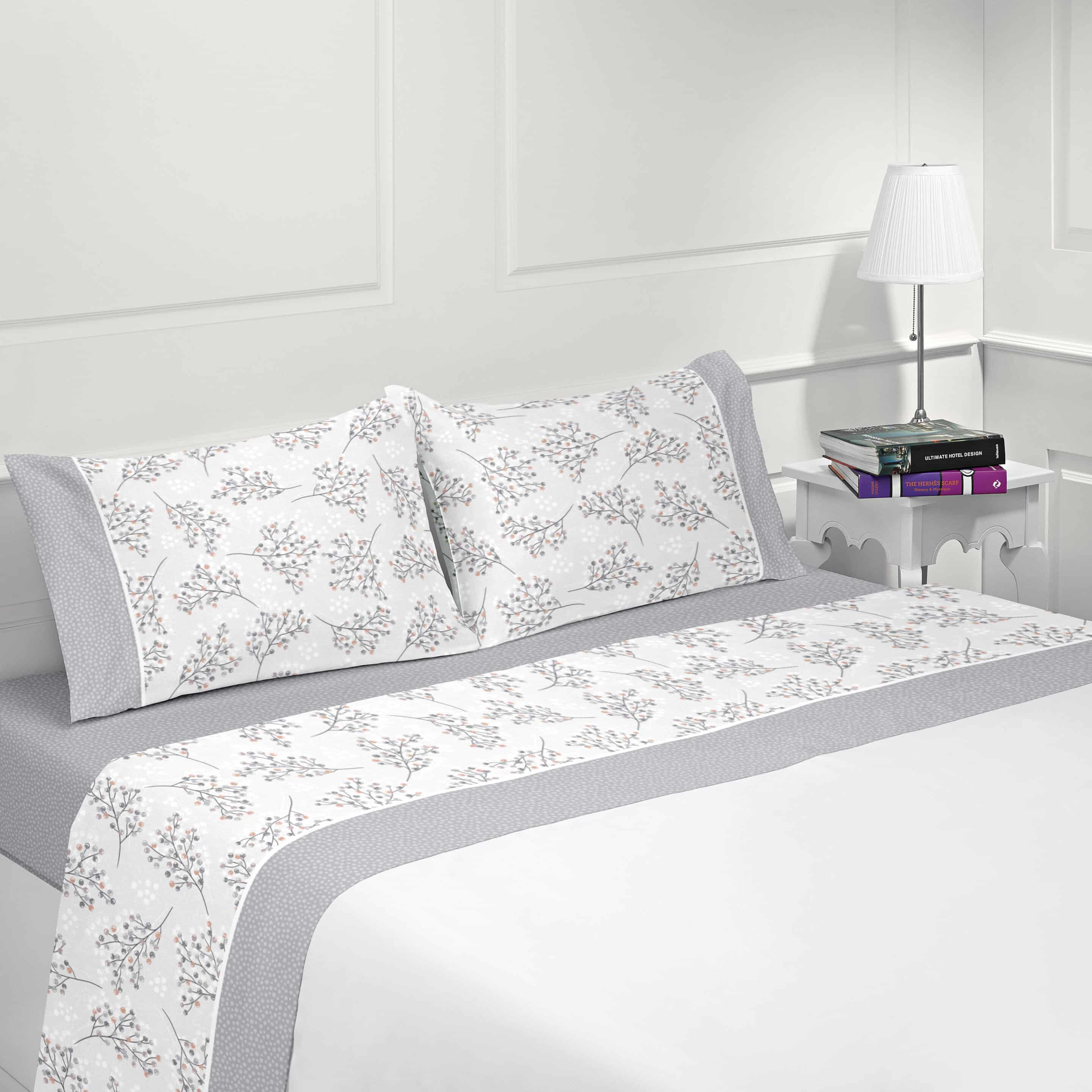 Parure housse de couette coton flanelle 57 fils imprimé ROMA, LINANDELLE