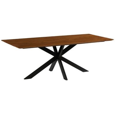 Table à manger plateau bois recyclé 220 cm pied central mikado métal noir style contemporain BARBADE PIER IMPORT