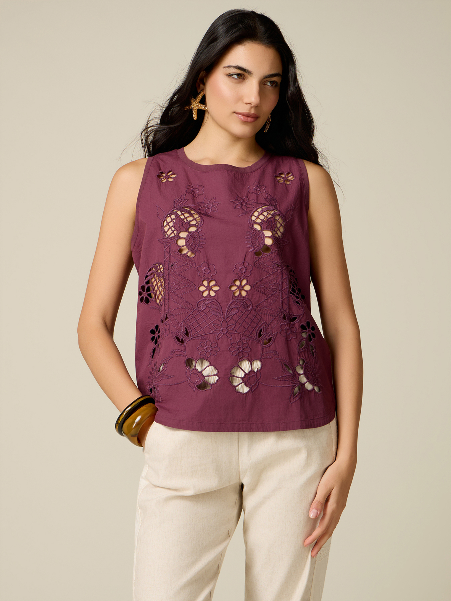Top avec broderies ajourées, OLTRE
