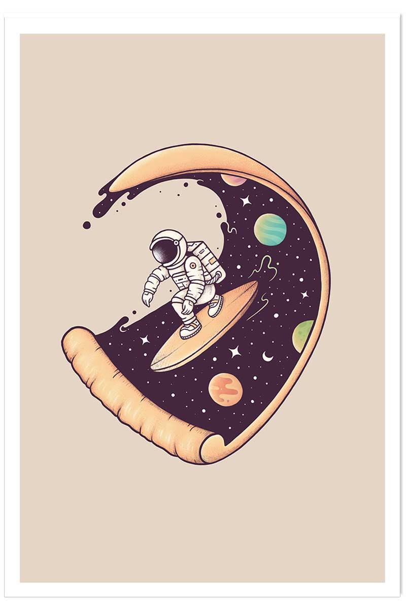 Affiche enfant surf en cosmos, HEXOA