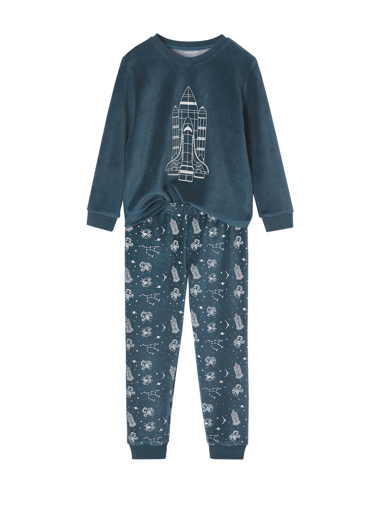 Pyjama velours fusée phosphorescente, VERTBAUDET