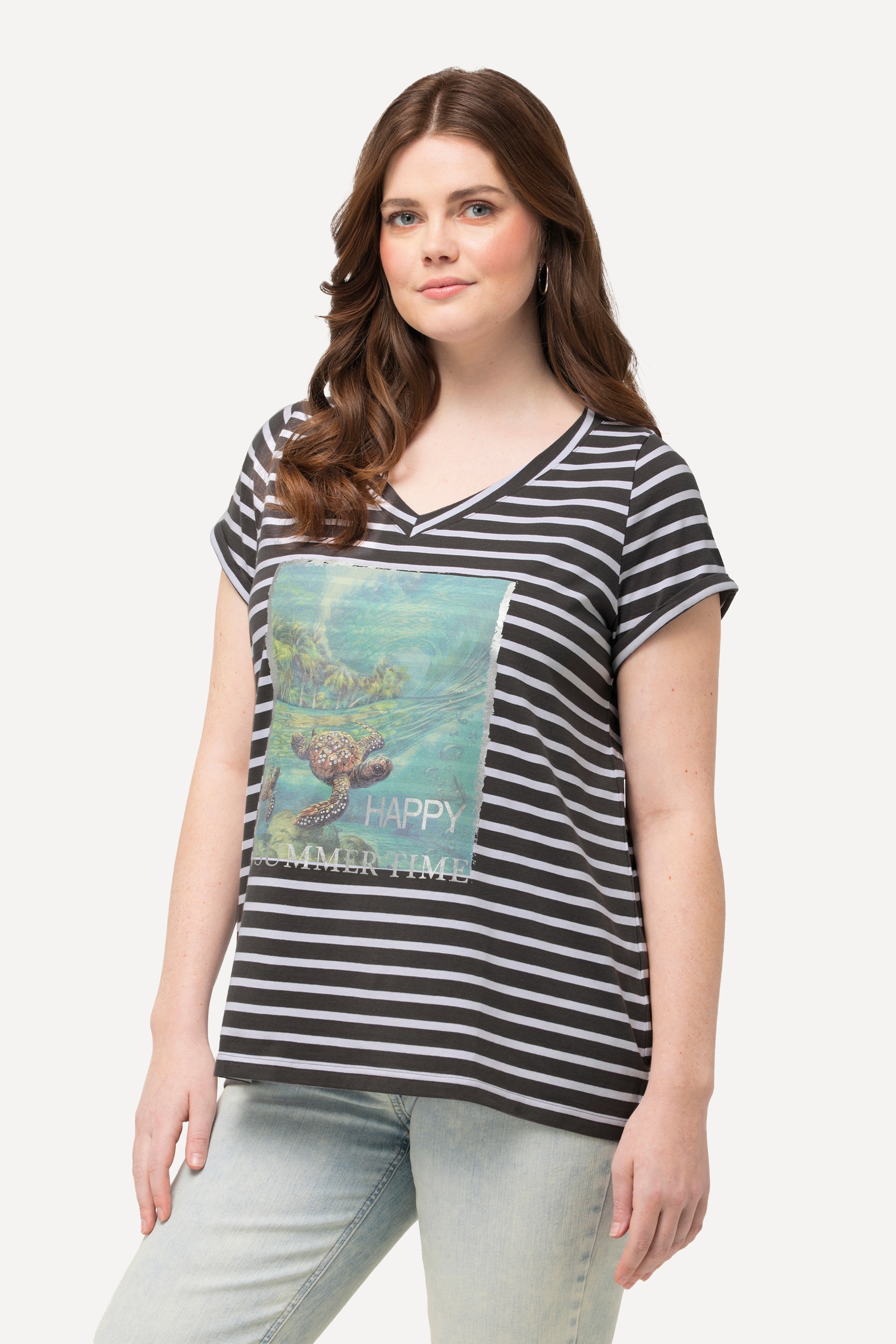 T-shirt à manches courtes et col, ULLA POPKEN