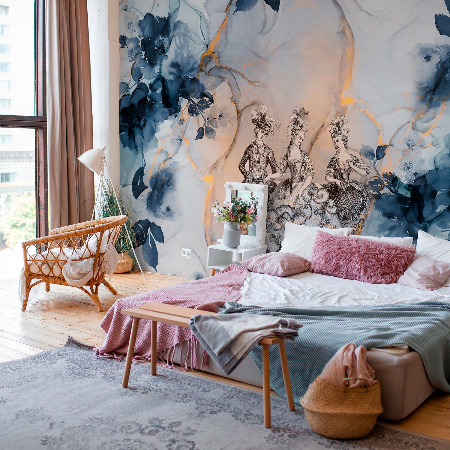 Papier peint panoramique Marie-Antoinette XL - intissé mat 384x275 cm, LE PAPIERS DE NINON