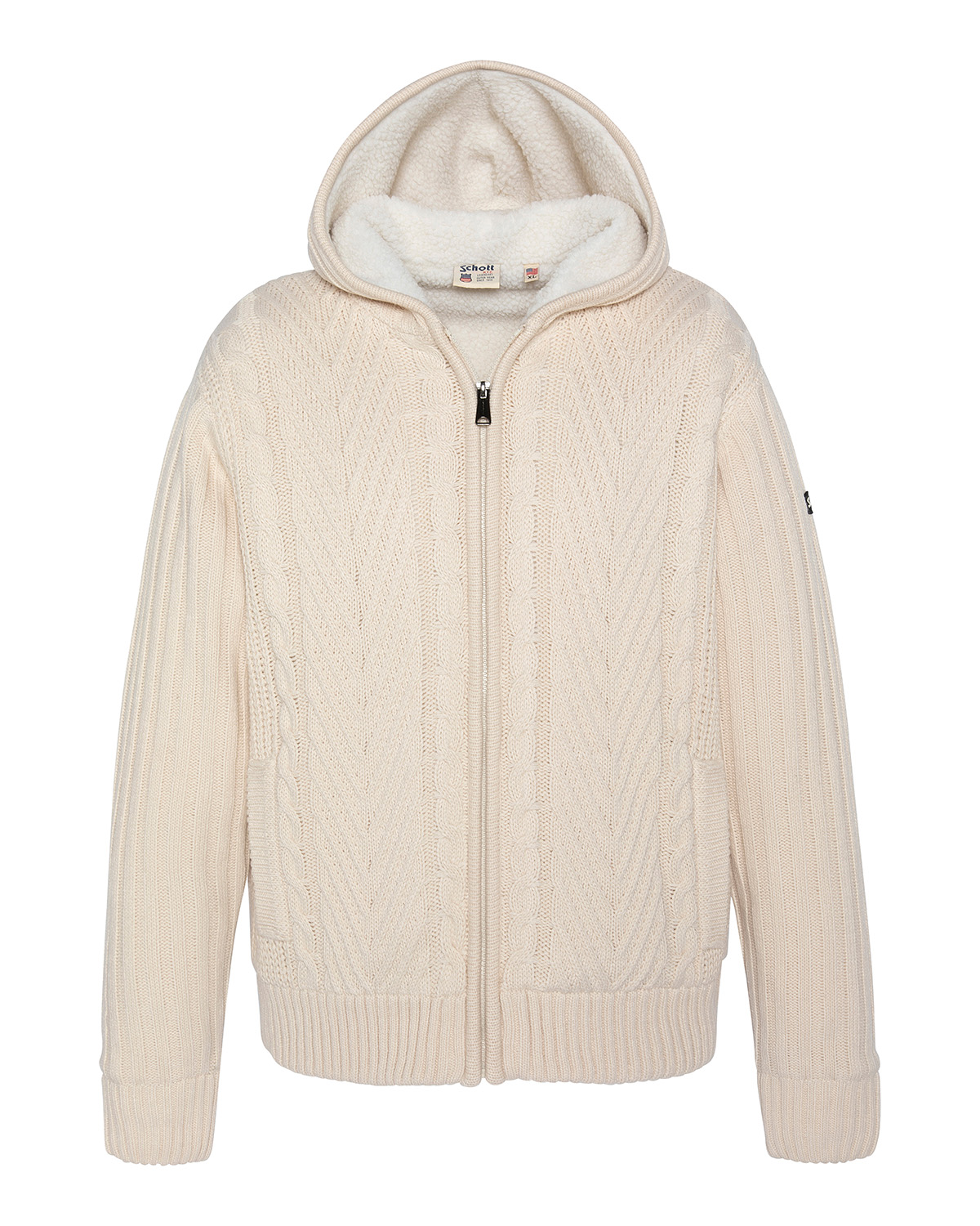 Gilet à capuche doublé sherpa, SCHOTT