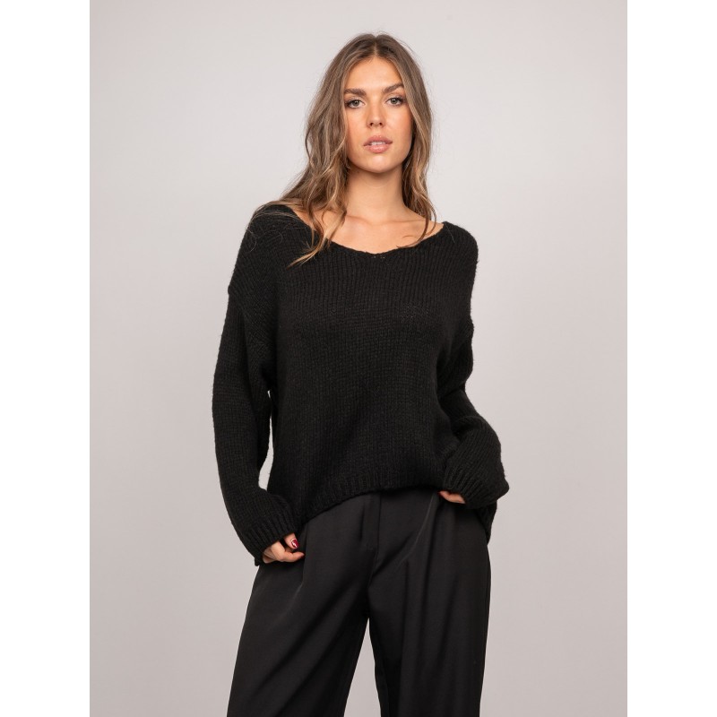 Pull Col V Oversize Maille Duveteuse Kiko, DONA LISA