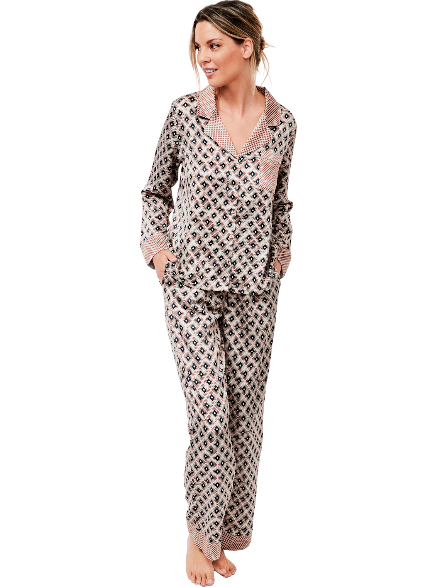 Pyjama pantalon chemise manches longues P116 SATIN SUBLIME, SELMARK