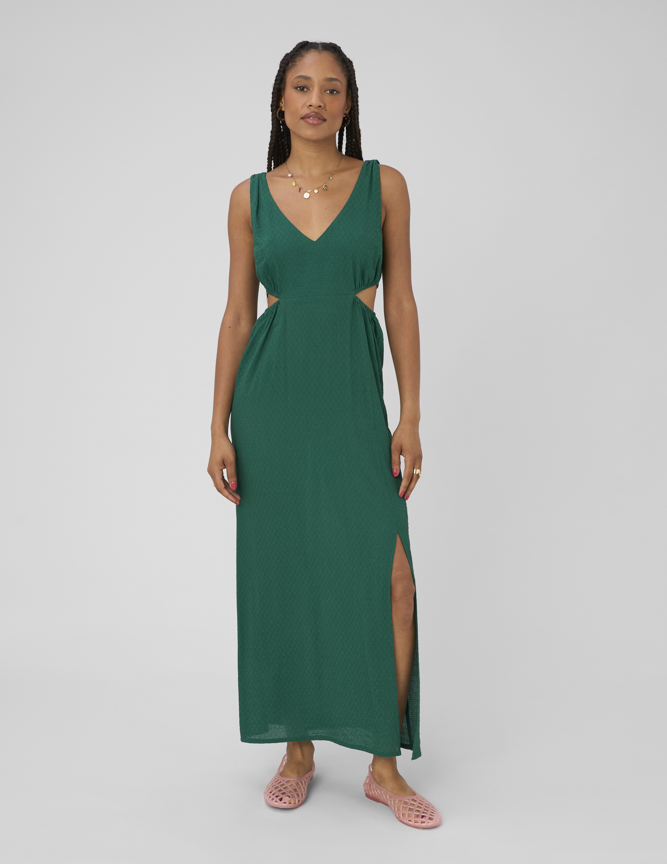 Robe longue col v, BZB