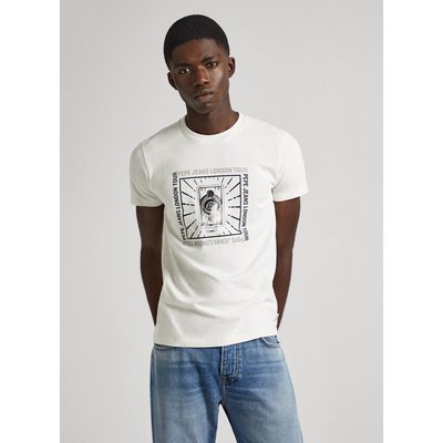 Cotton Logo Print T-Shirt with Short Sleeves, Slim Fit PEPE JEANS