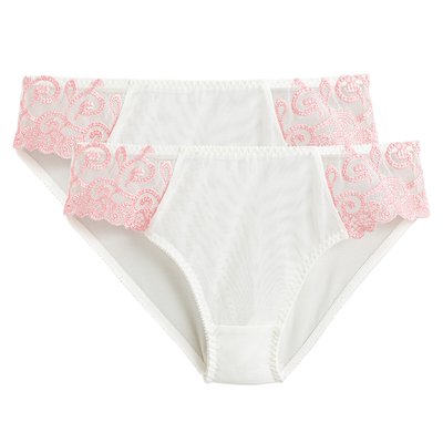 Pack of 2 Lyssa Knickers in Plain/Embroidered Tulle LA REDOUTE COLLECTIONS