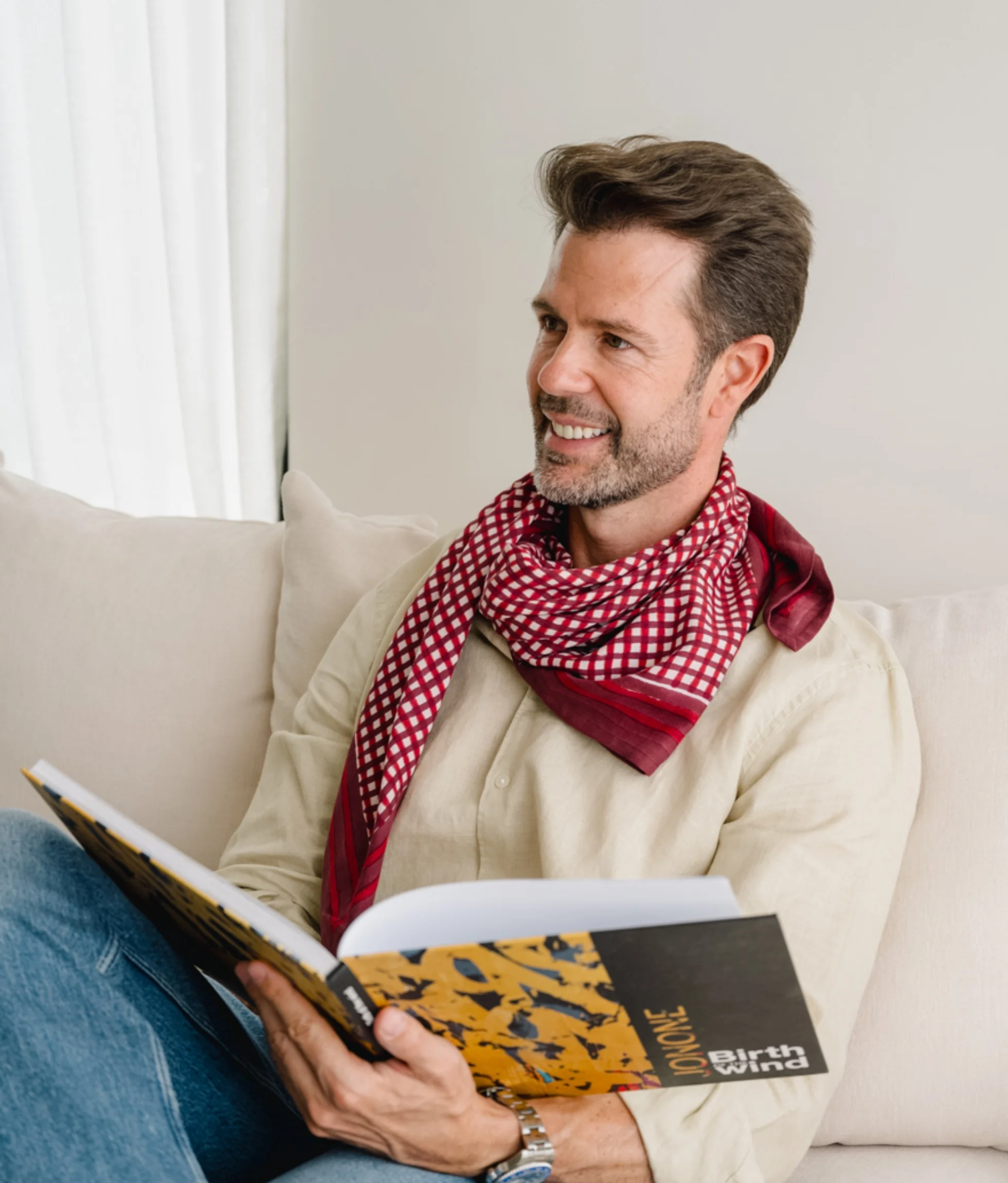 Grand foulard en coton - Tara Bordeaux, BINDI ATELIER