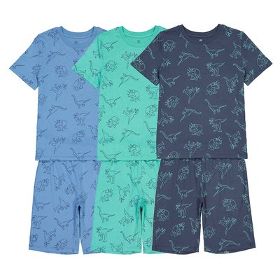 Pack of 3 Short Pyjamas in Dinosaur Print Cotton LA REDOUTE COLLECTIONS