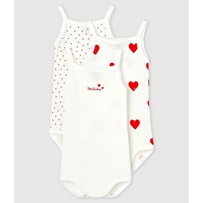 Pack of 3 Strappy Bodysuits in Cotton PETIT BATEAU