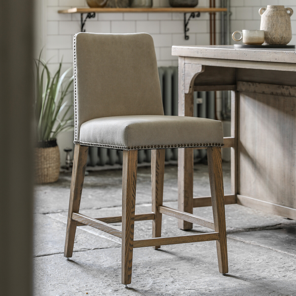 Collins Classic Linen Bar Stool (Set of 2), SO'HOME