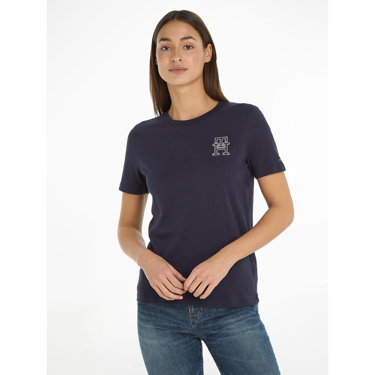 Cotton Logo T-Shirt with Crew Neck and Short Sleeves