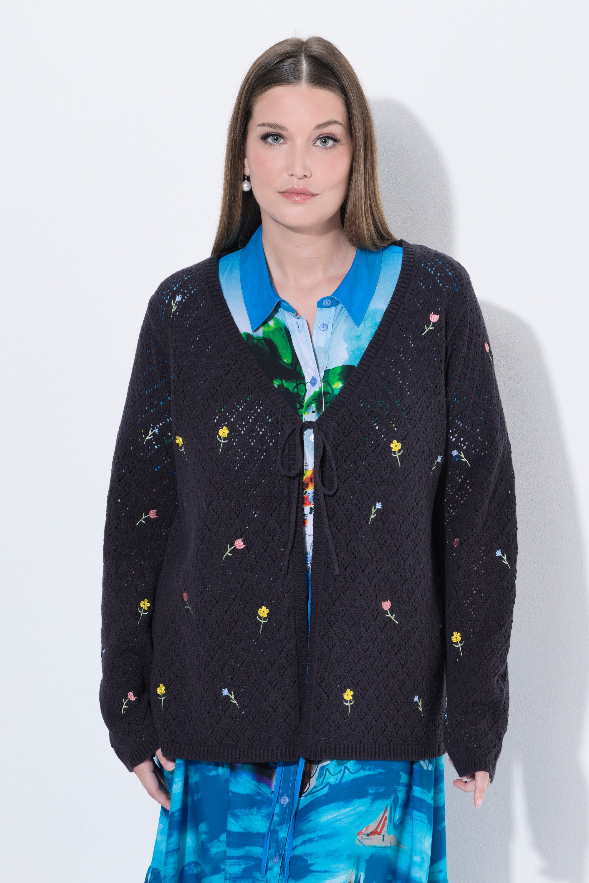 Cardigan encolure en V et manches longues, ULLA POPKEN