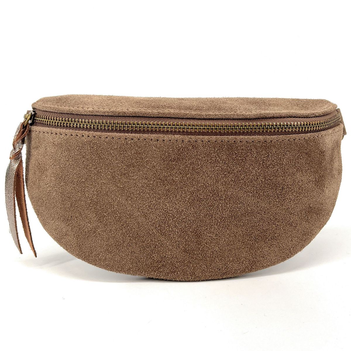 Sac Banane En Cuir Véritable Italien, 30x20 Cm, Bandoulière Réglable 120 Cm, Couleur Camel Grainé - 8