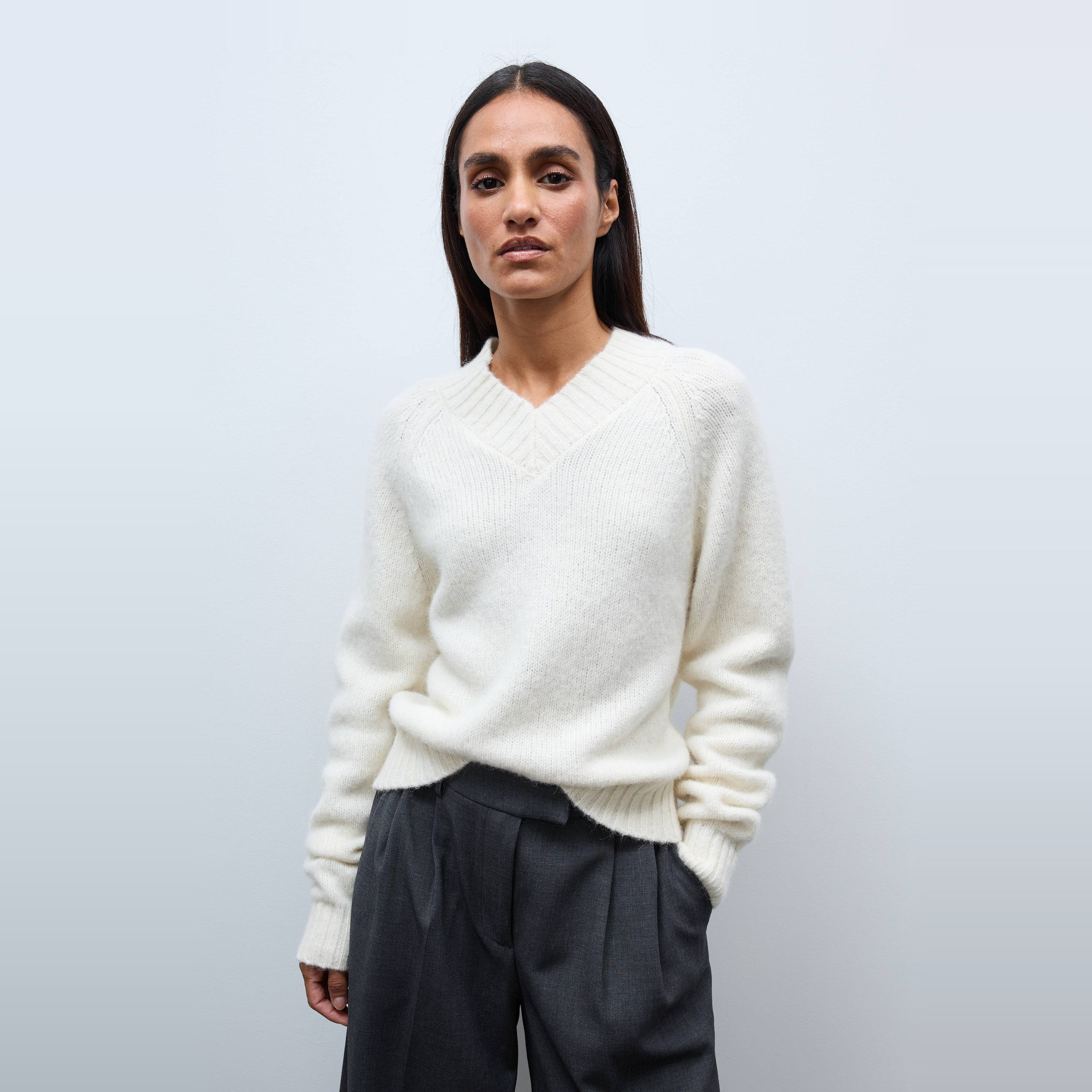 Pull col V contenant de l'Alpaga, MONOPRIX