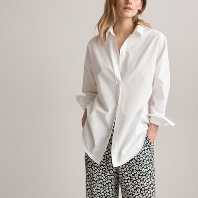 Cotton Poplin Oversize Shirt with Long Sleeves LA REDOUTE COLLECTIONS