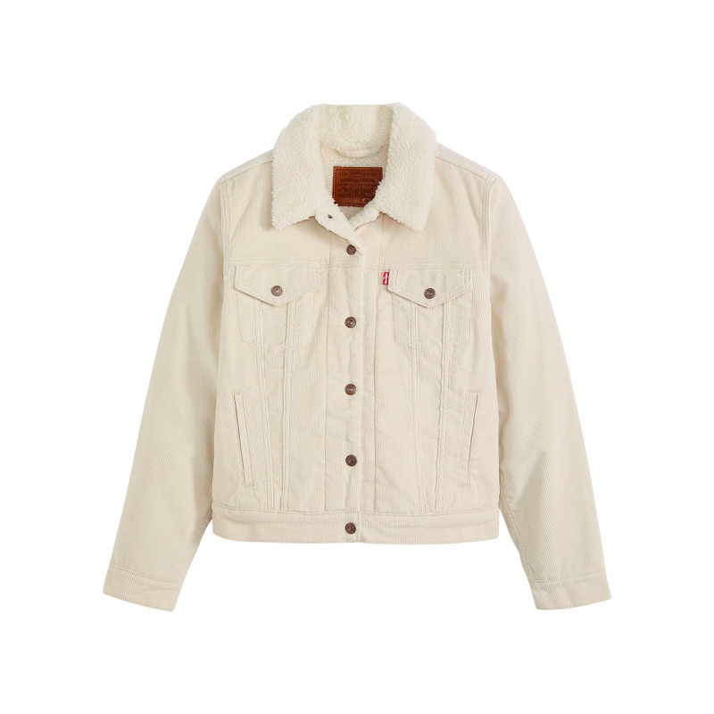 Blouson côtelé en coton écru avec un col chemise et doublure sherpa, LEVI'S