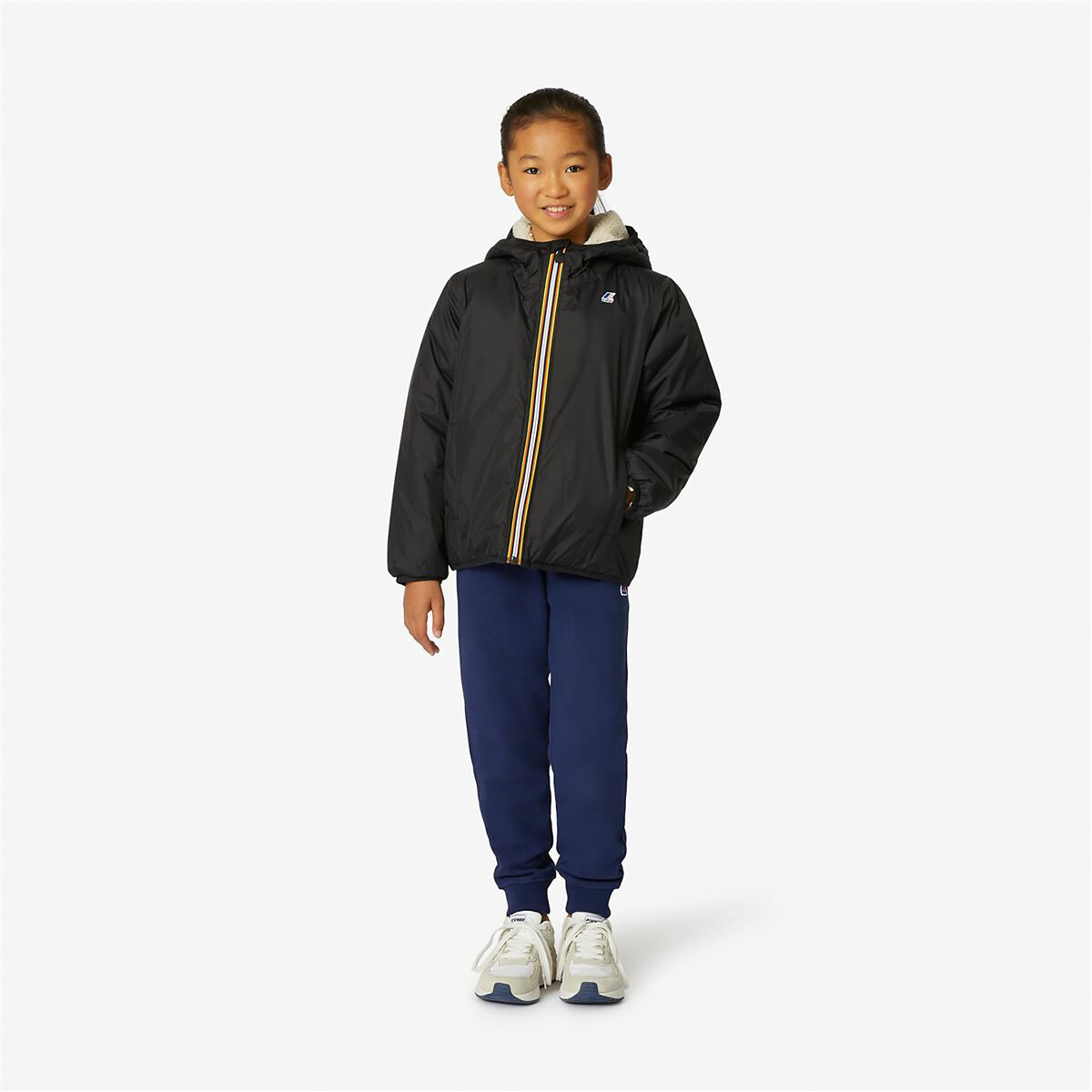 Image of Zip-Up Hooded Windbreaker with Sherpa Lining