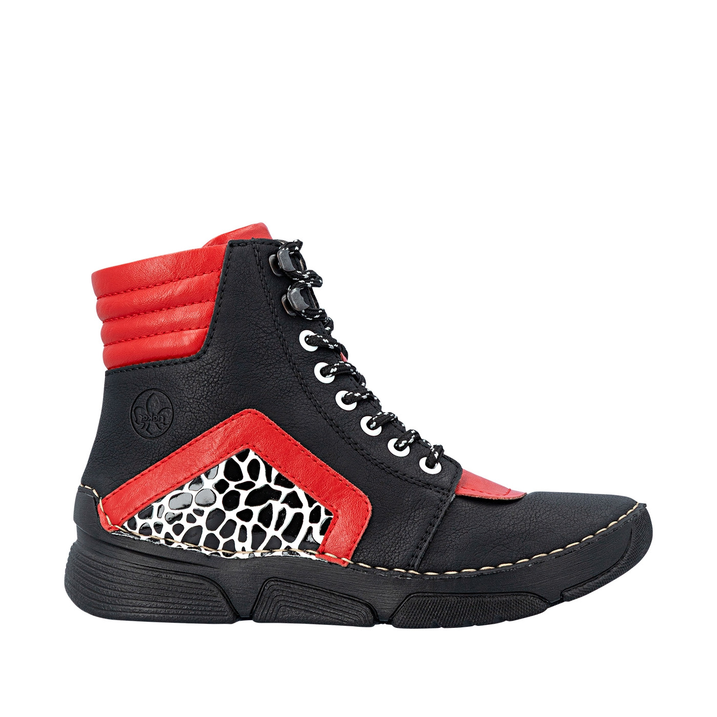 Bottines noires à talon compensé bas pourvues d'une fermeture zippée, RIEKER