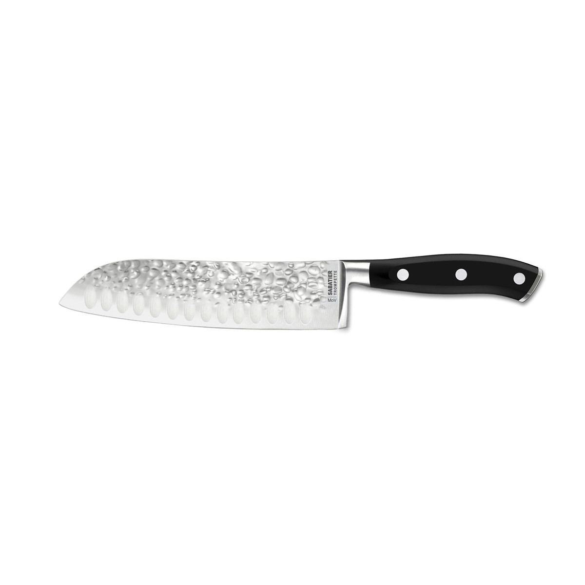Couteau santoku 18 cm martelé avec protection de lame - CARBON, SABATIER TROMPETTE