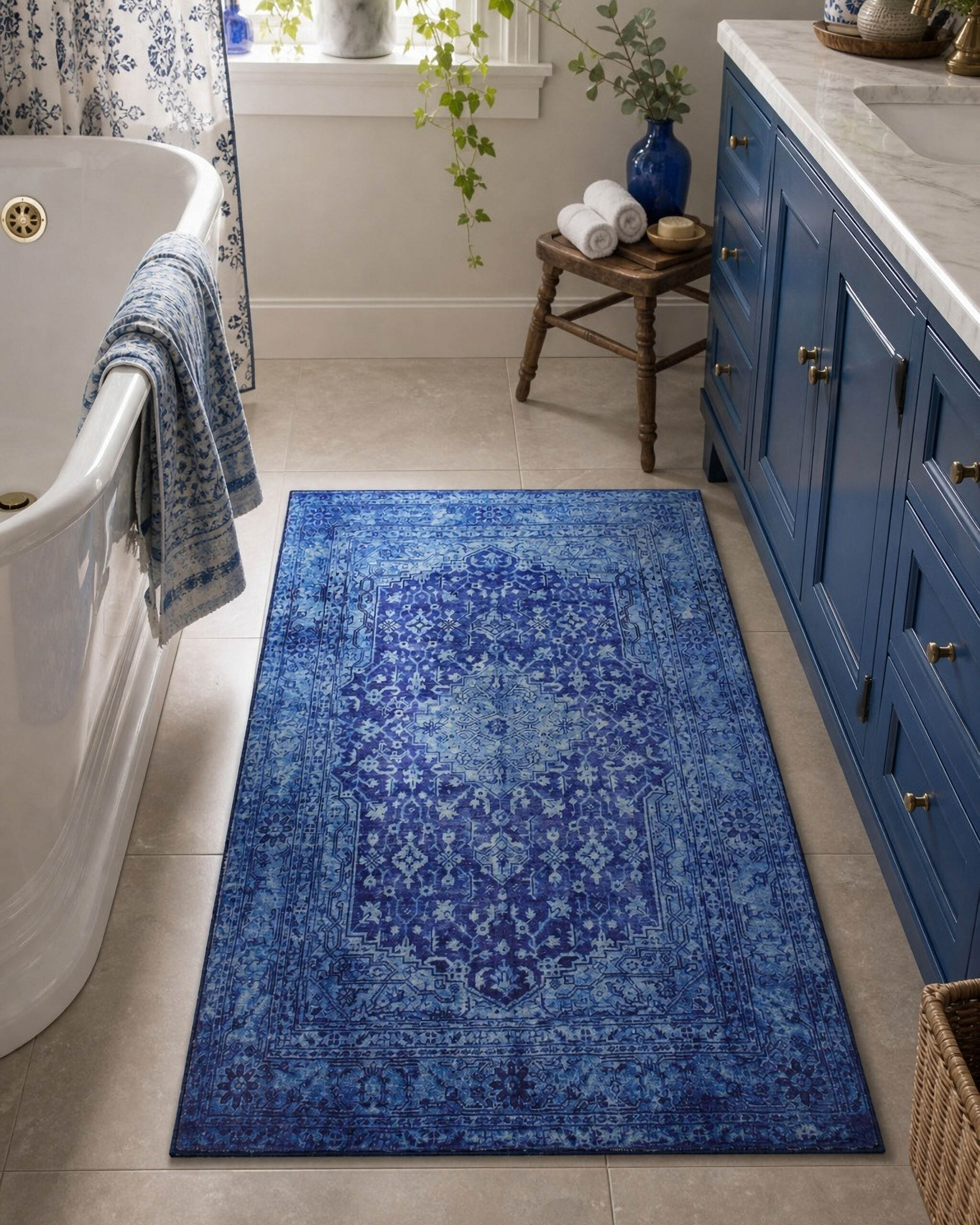 Tapis de bain WECONhome Ralph, design vintage oriental, dos TPE antidérapant, lavable 30 °C, certifié OEKO-TEX® , Ralph, WECON HOME