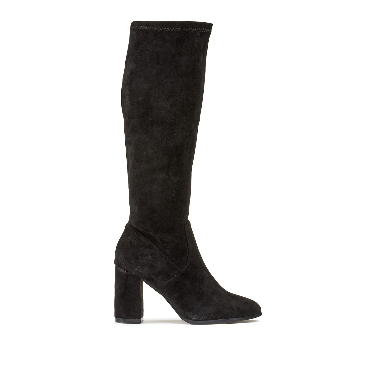 Stretch knee-high boots with block heel , black, Anne Weyburn | La Redoute